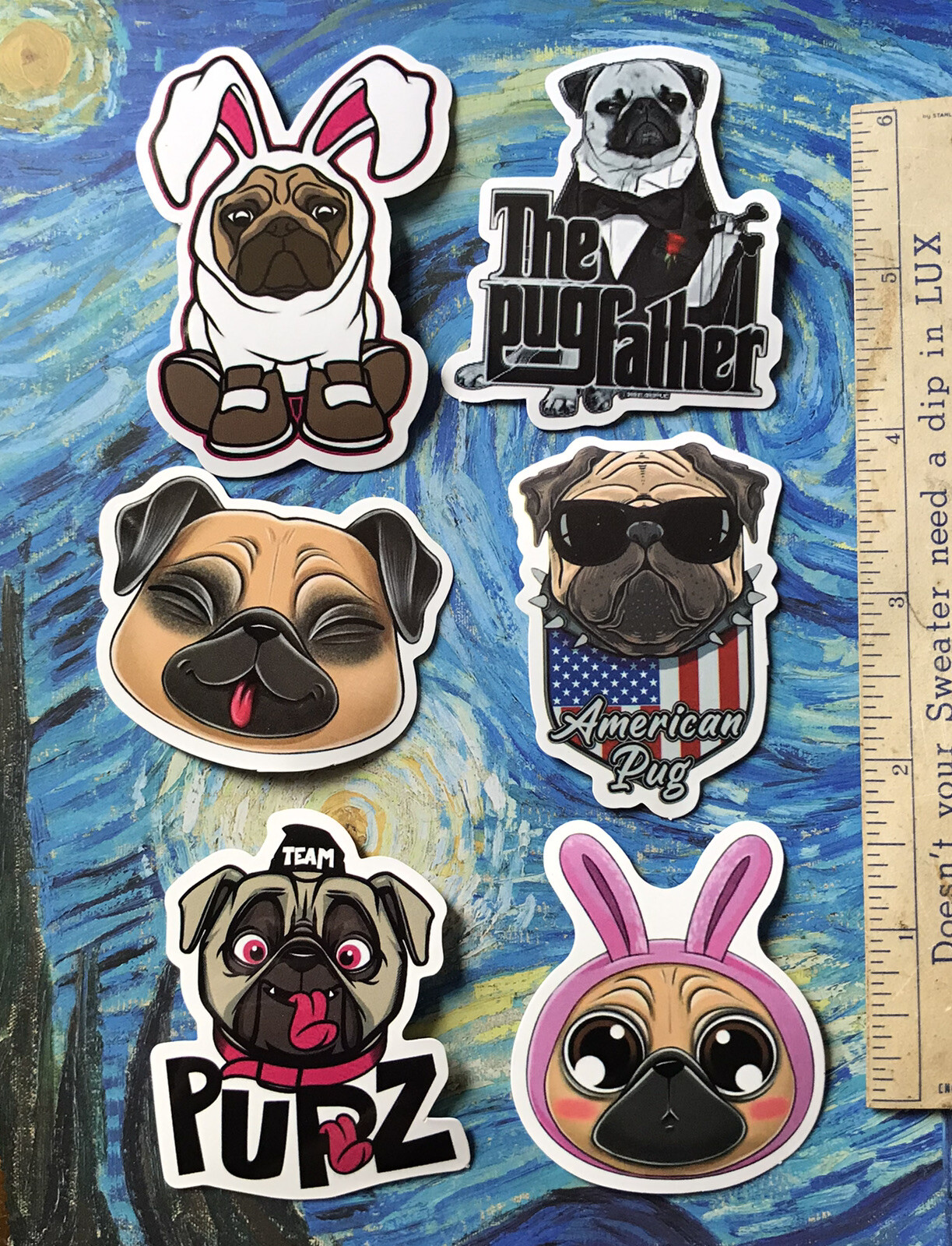 LOVE PUGS STICKER LOT STICKERS S31 PUG BREED LOVER PUP PUPPY PUPPIES DOG DOGS