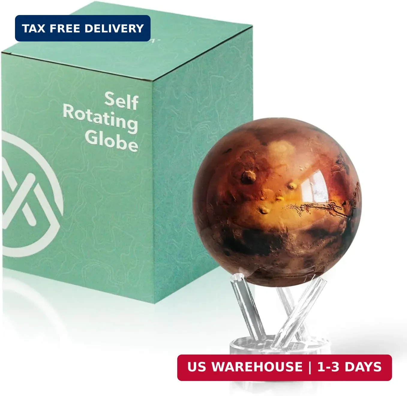 Globe - Mars Classic (4.5") | Rotating Planet Model for Space Decor and Ast