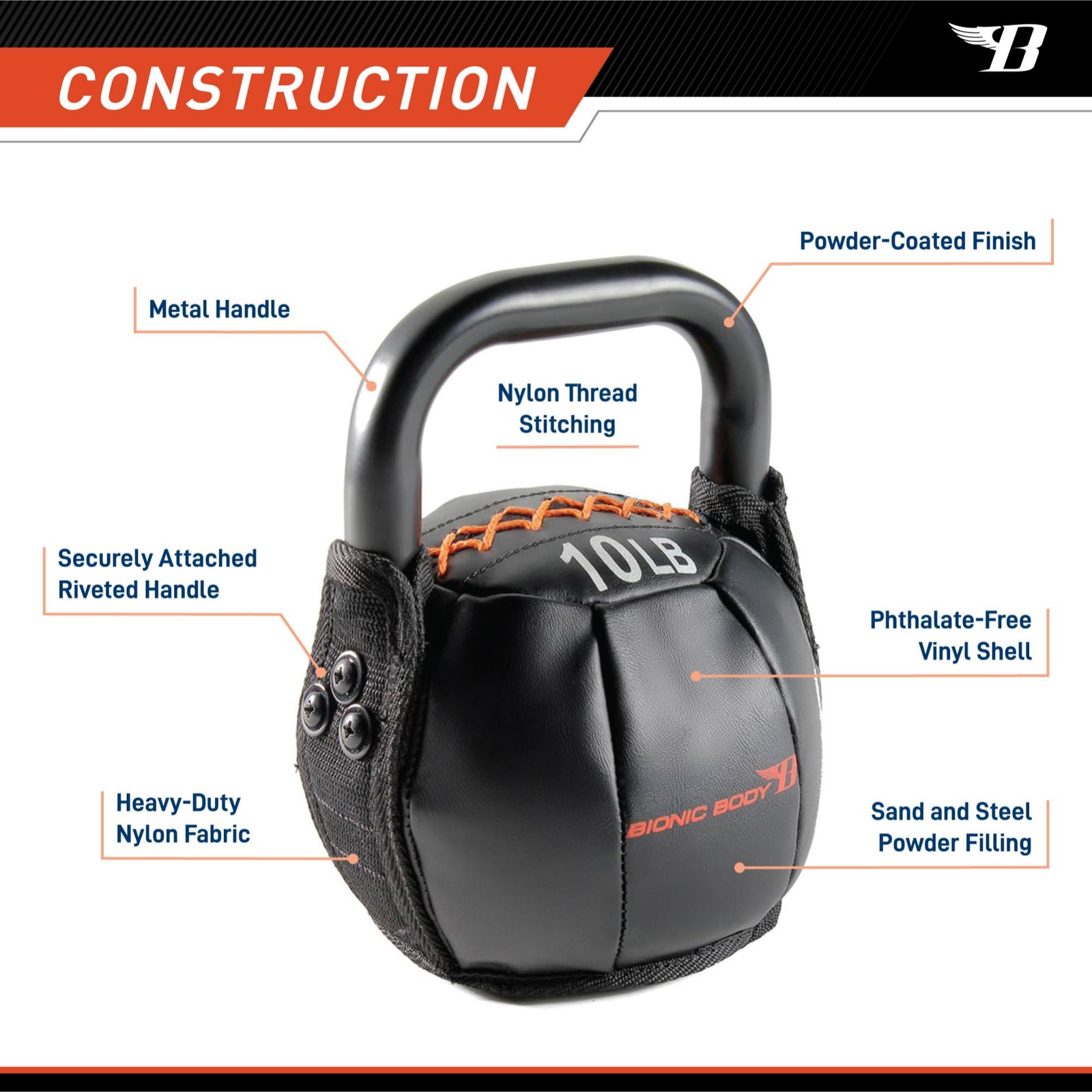 by Kim Lyons Soft Kettlebell 10 lb – Ergonomic Handle for Strength, Condition...