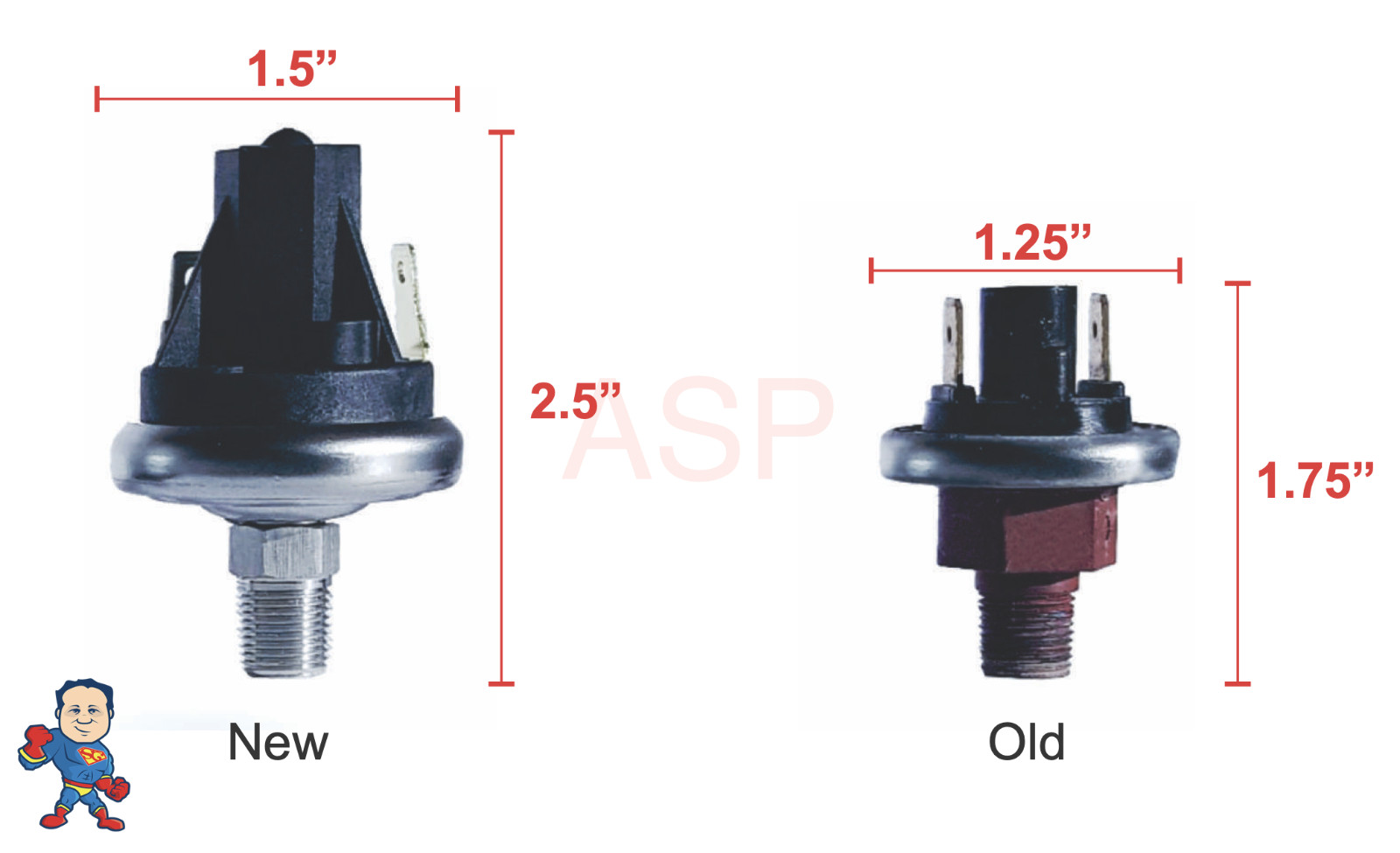 Small Hot Tub Spa Part Pressure Switch D-Tec 2 1/2" mpt 1 Amp Universal