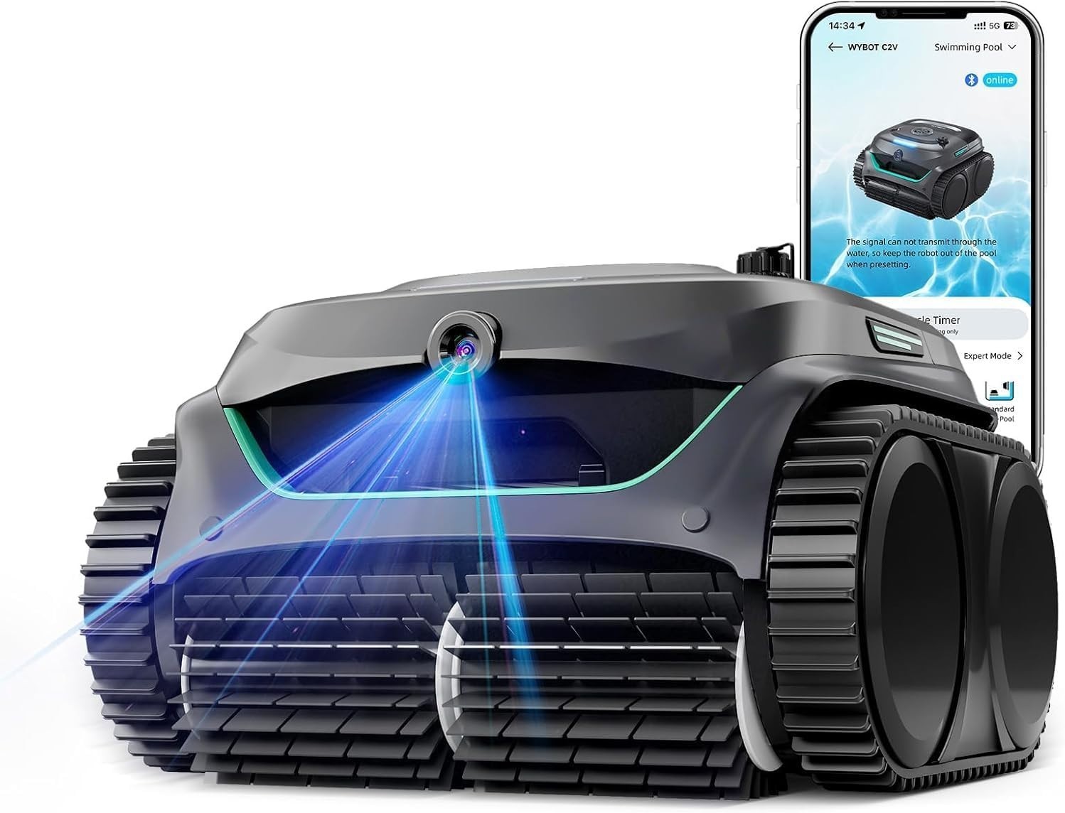 WYBOT C2 Vision Cordless Robotic Pool Cleaner Vacuum Inground AI Camera NIB