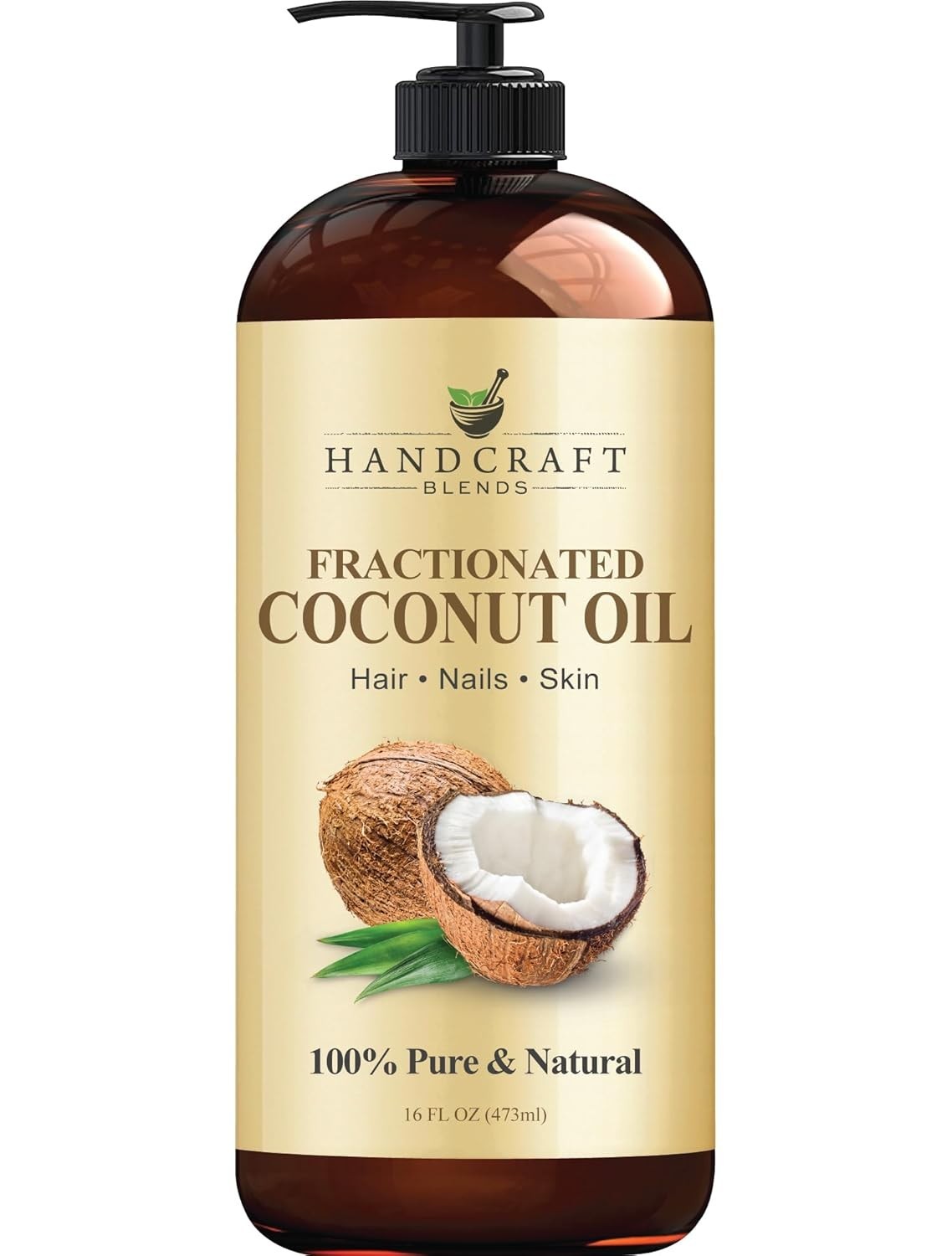 Handcraft Fractionated Coconut Oil 16oz 100% Pure Carrier Oil for Skin & Hair.