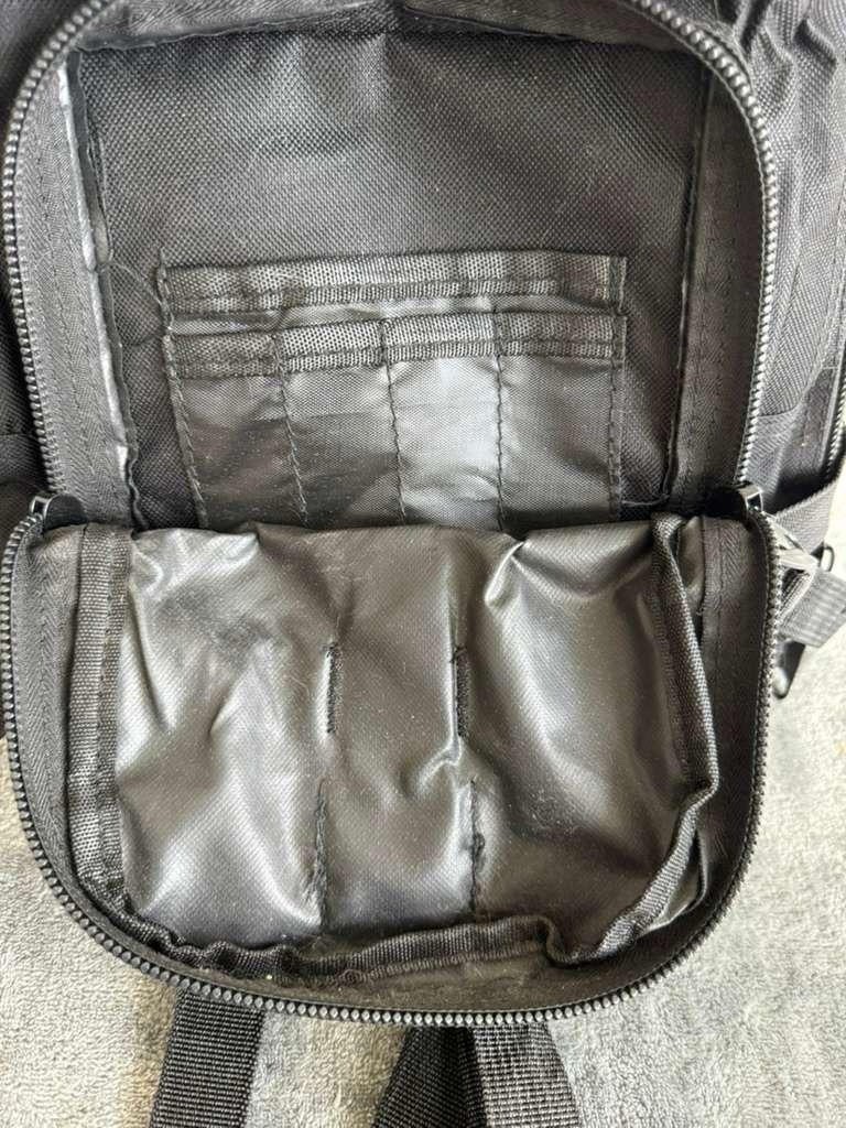 Black Nylon Tactical Backpack Adjustable Straps Multiple Compartments Zip Buckle