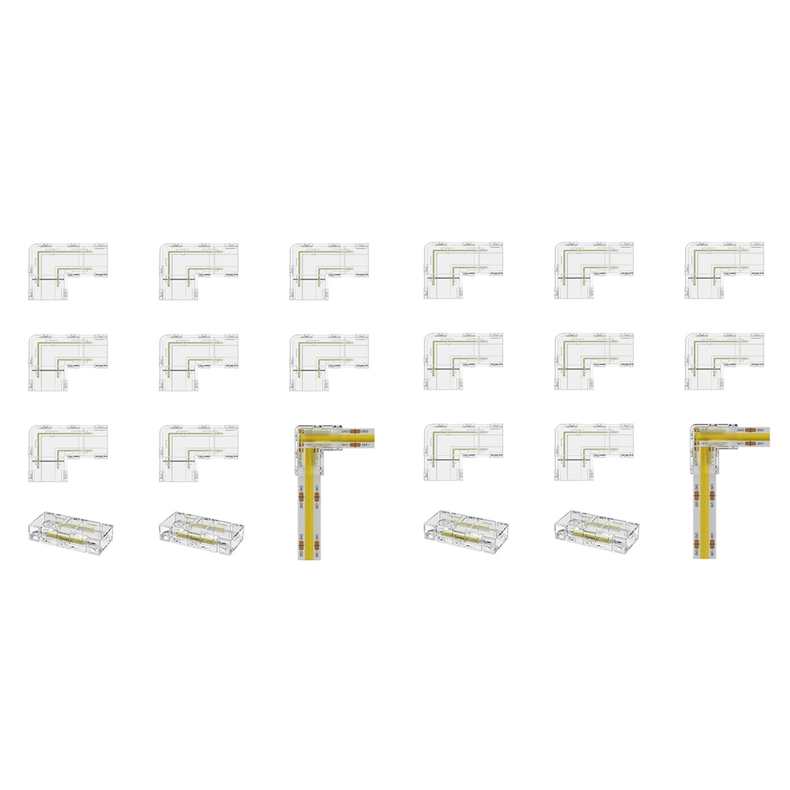 8mm Connector 16Pc L-Shaped/Corner Connector,4Pc Gapless Connectors for COB1480