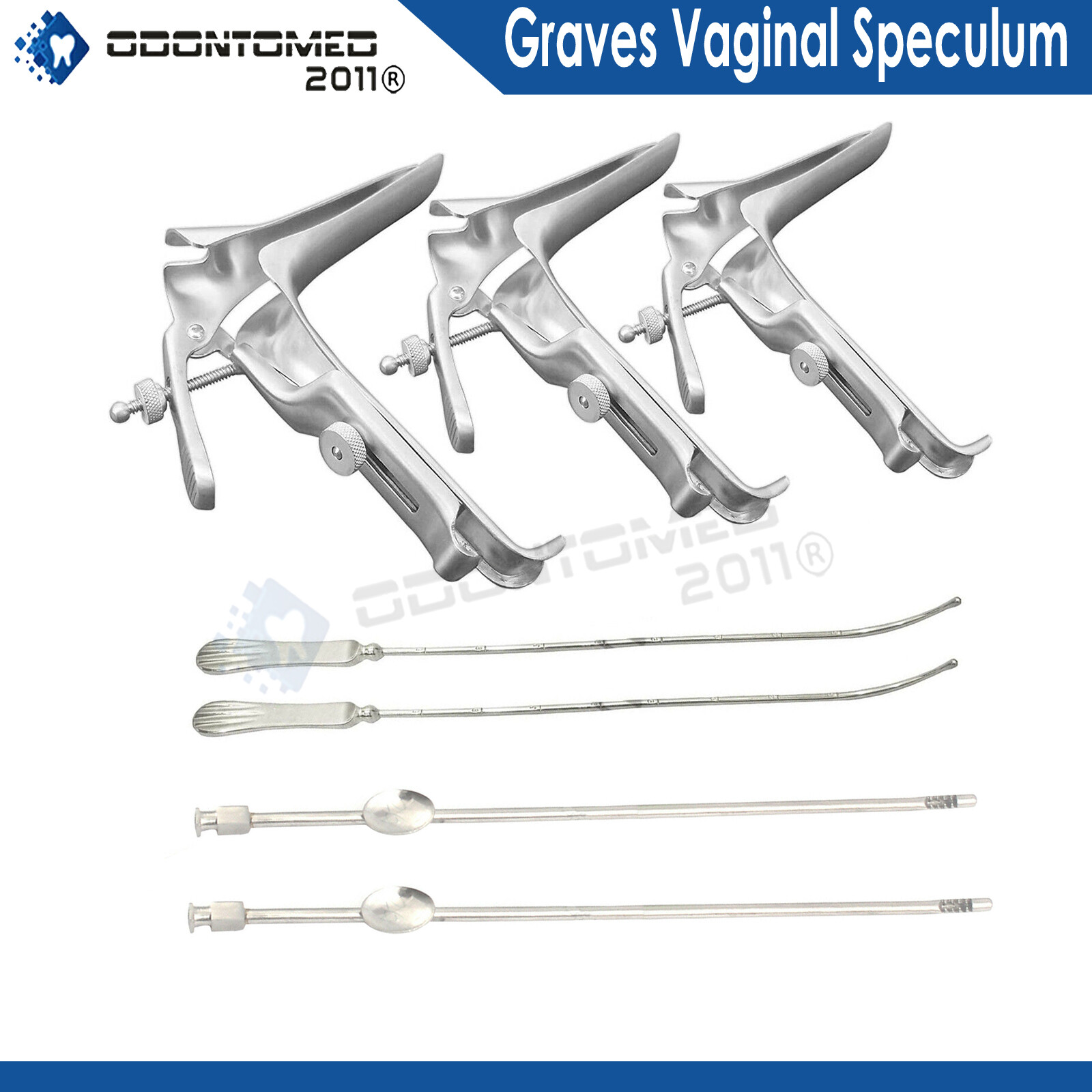 14 Pieces Open Side Graves Vaginal Speculum S/M/L + SIMS UTERINE + Novak Curette