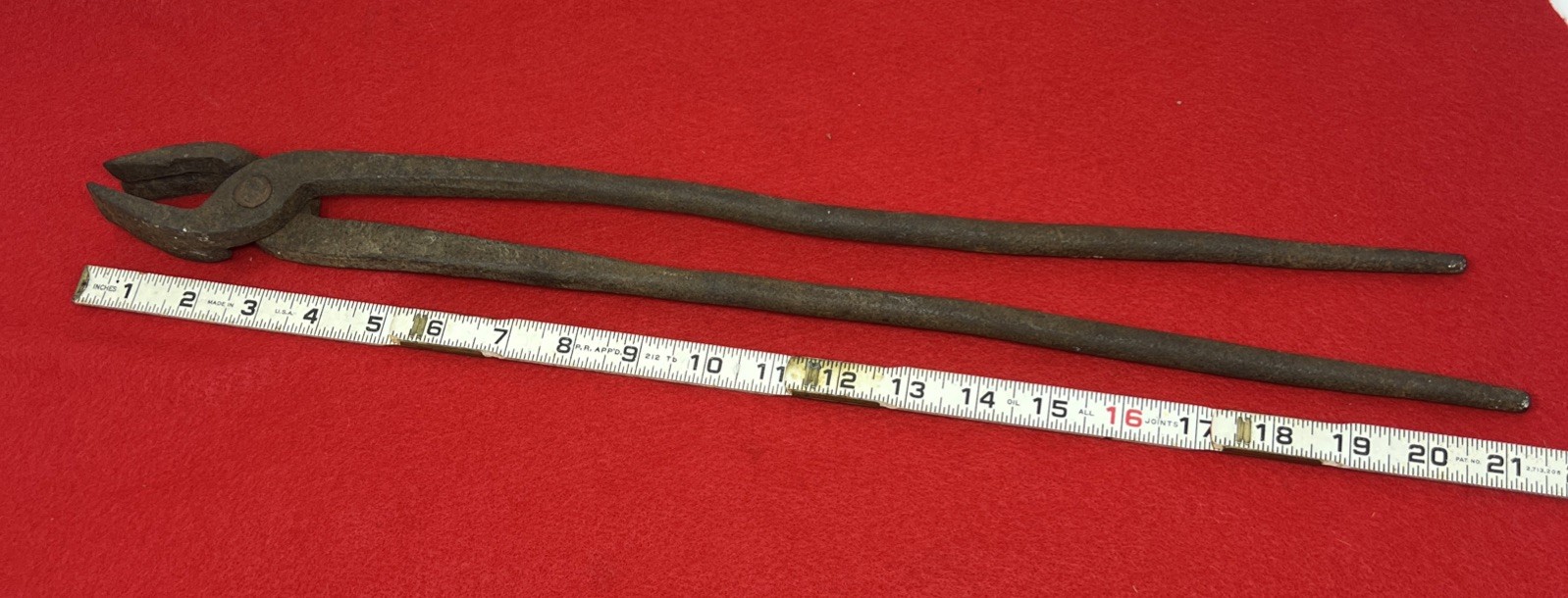 Antique Blacksmith  Jaw Tongs Heavy Duty 21 -1/4” Long