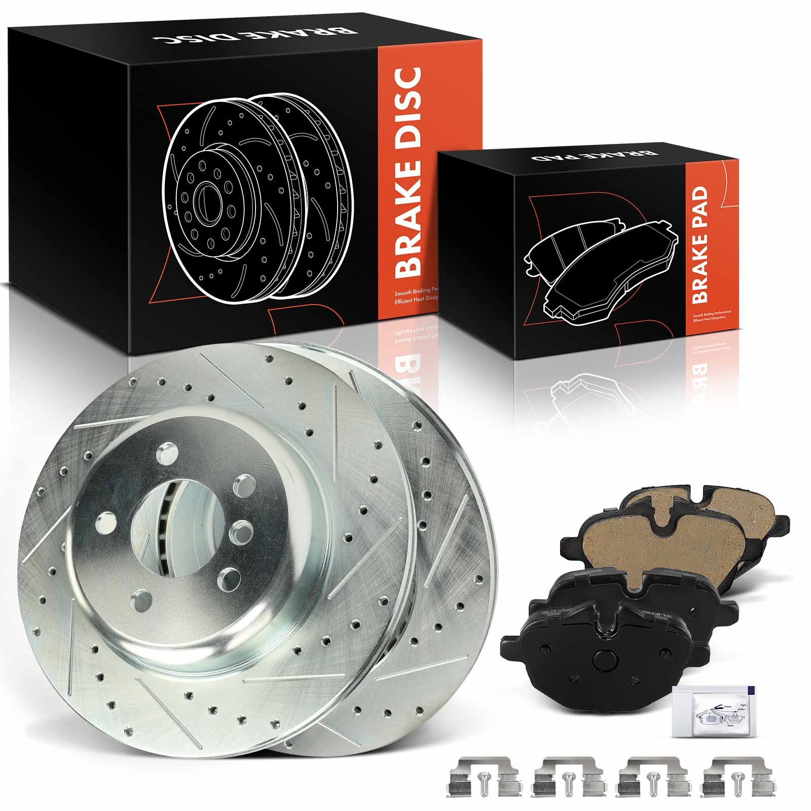 6Pcs Rear Drilled Brake Rotor & Ceramic Brake Pad for BMW F10 528i 535i xDrive