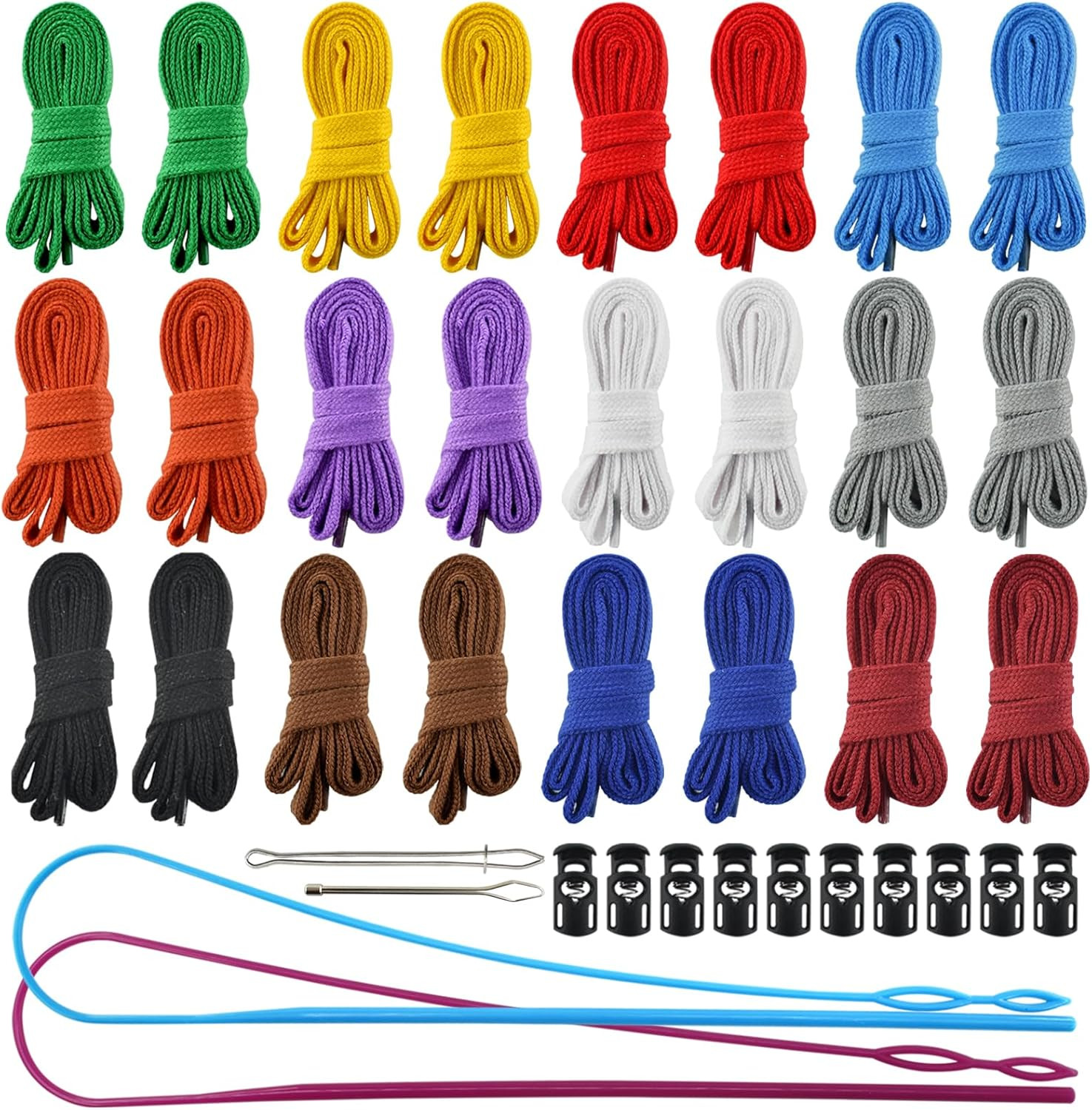 24Pcs 12Colors Flat Drawstring Cord Replacement, Clothing Hoodie Drawstring with