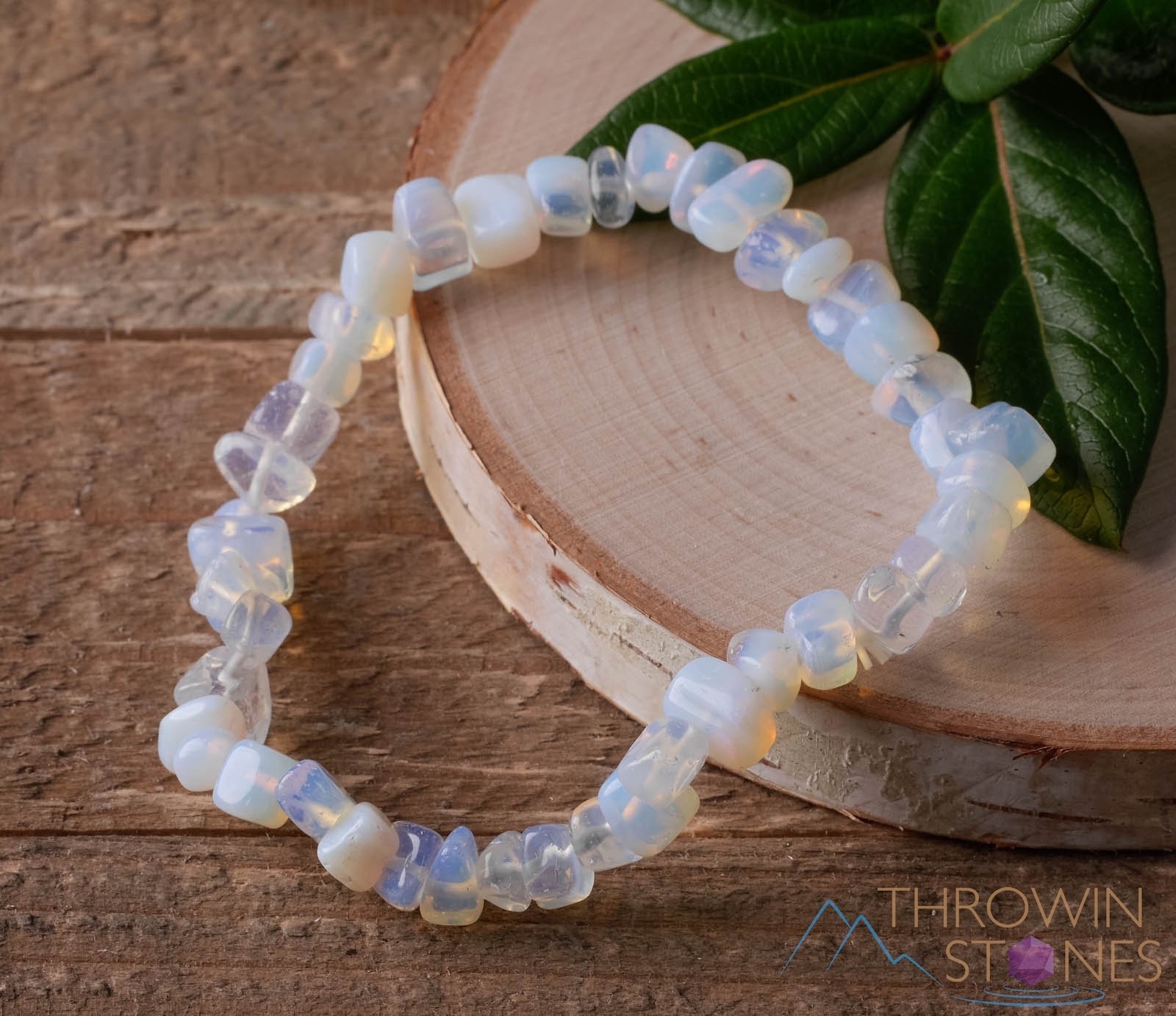 OPALITE Crystal Bracelet - Chip Beads - Beaded Handmade Healing Jewelry, E0624