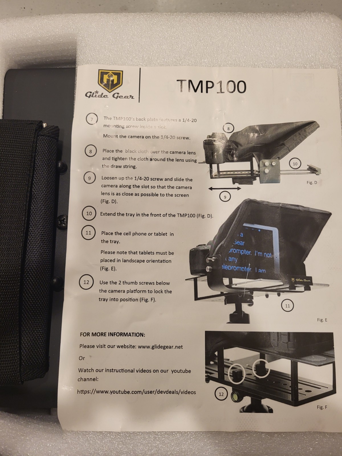 Glide Gear TMP 100 Tablet/ Smartphone Teleprompter with Carrying Case