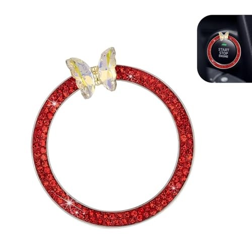 Bling Push Start Button Cover, Sparkling Butterfly Rhinestone Car Start Button