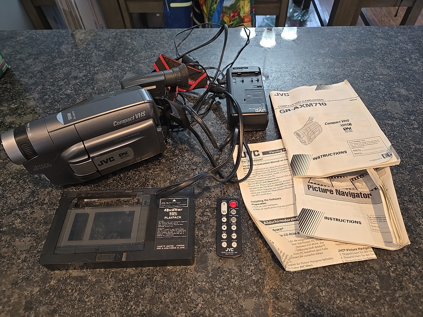 Vintage JVC Compact VHS-C  Camcorder Model GR-AXM710U With Charger And Manual