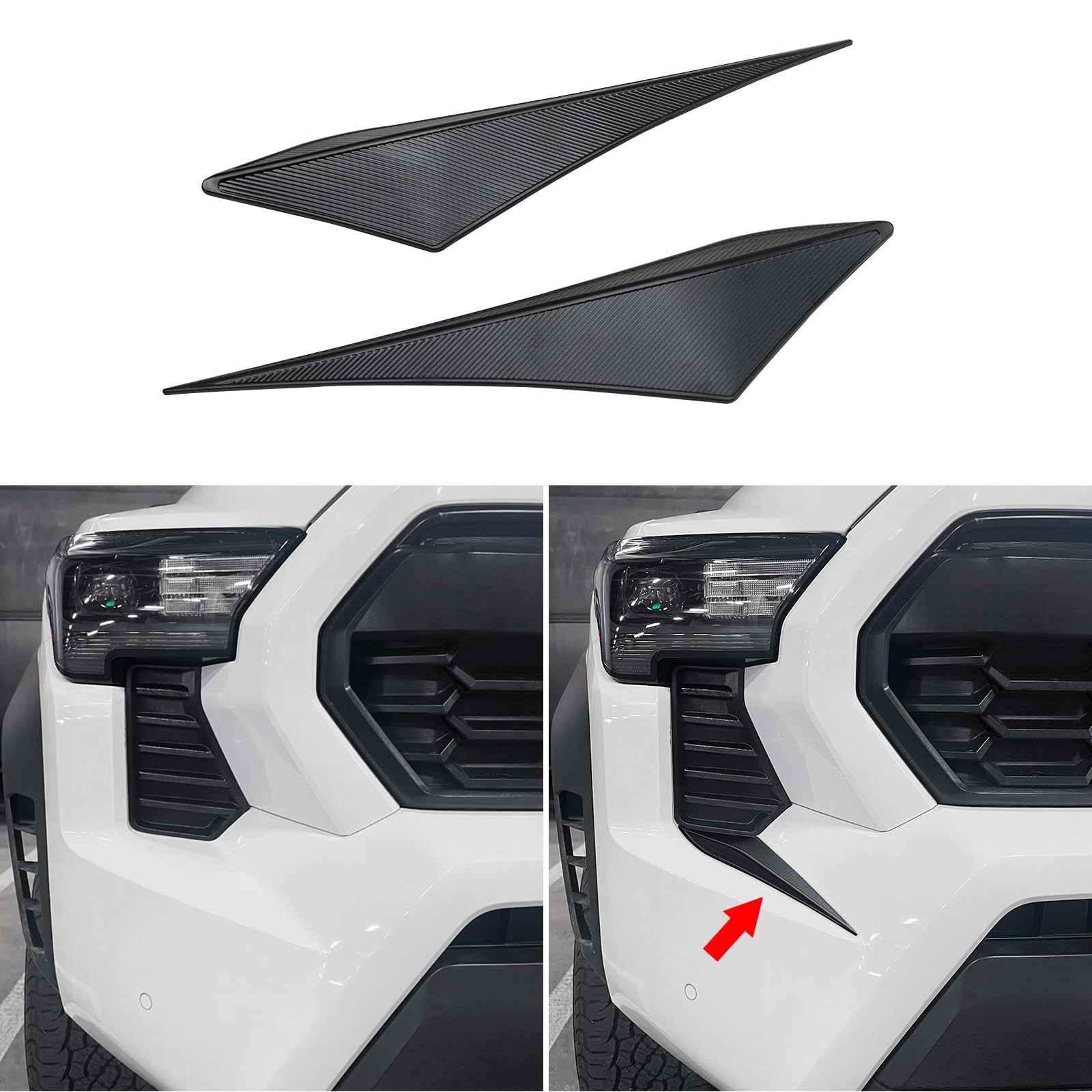 Front Side Grille Patch Decor Compatible with 2024 2025 2026 Black, Black