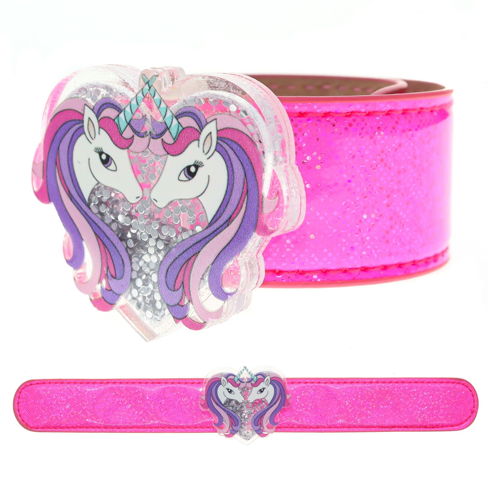 Unicorn Slap Bracelet for Kids with Glitter Shaker Charm