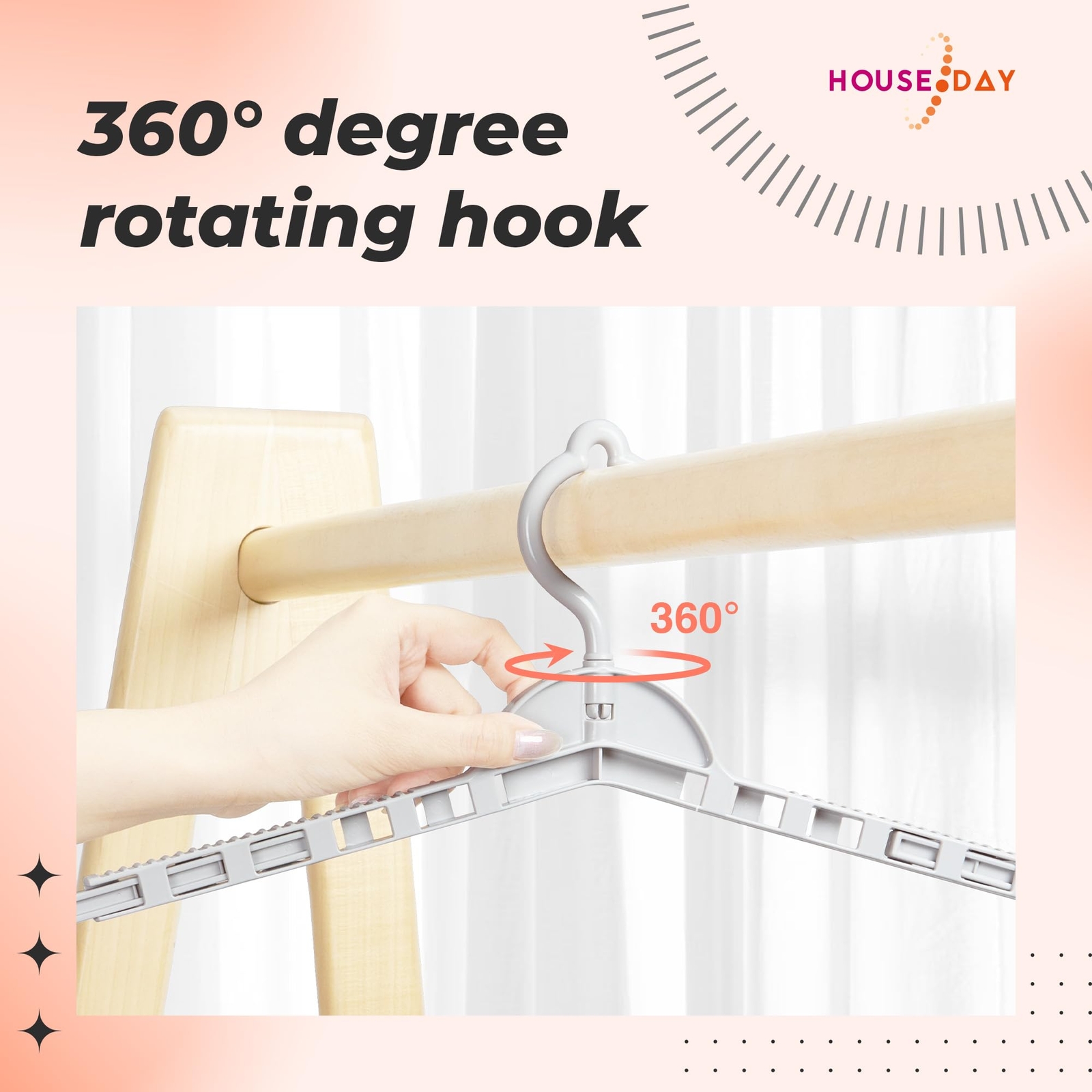 4 Pack Gray Extra Large Adjustable Hangers 360 Rotating Hook Heavy Duty