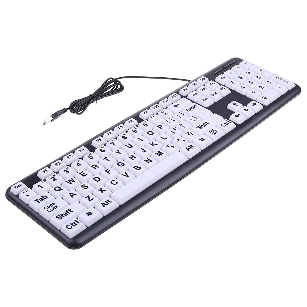 Large Print Wired Keyboard Desktop Laptops USB Seniors Elderly Visually Impaired