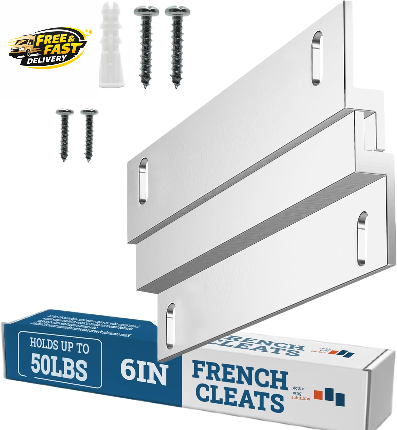 French Cleat Hanger Heavy Duty - 6 Inch Aluminum Z Clips (3 Pairs) - Mirror Hang