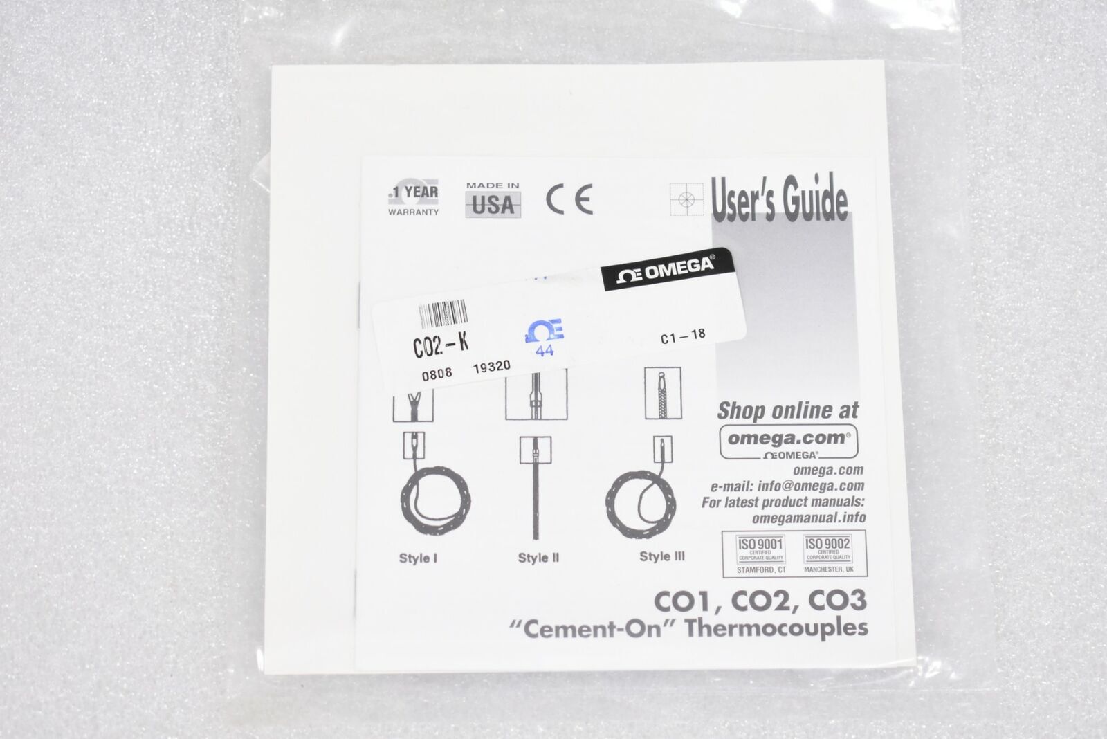 OMEGA C02-K SENSOR THERMOCOUPLE, TYPE K, 150MM, CHROMEL ALUMEL