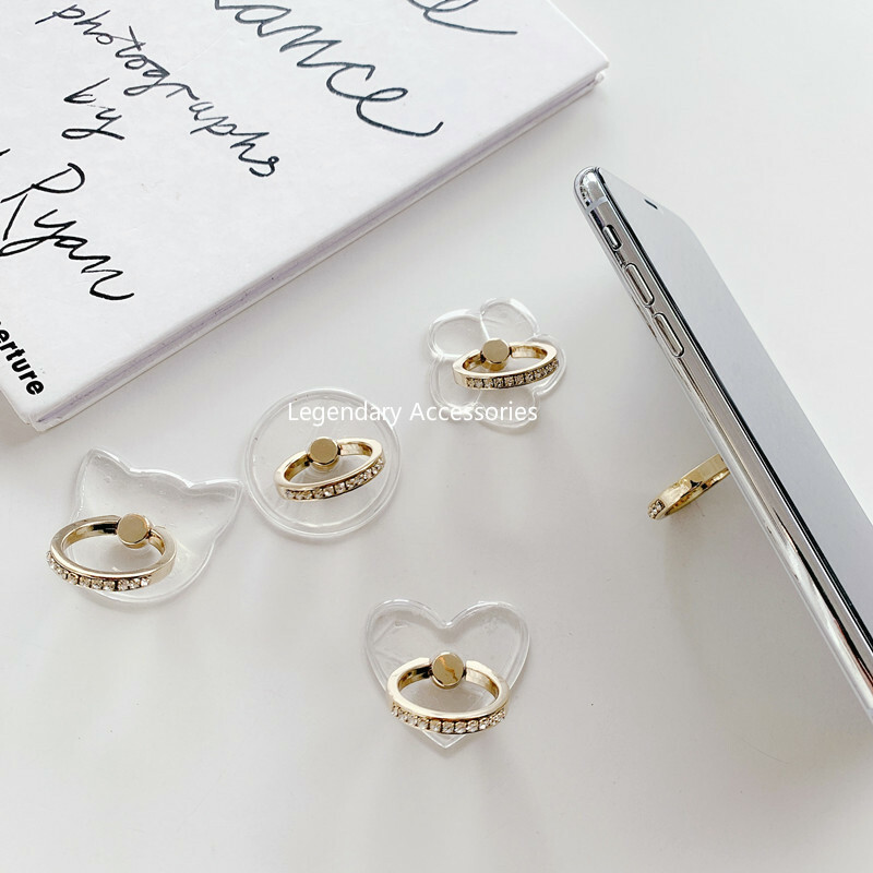360 Rotating Cell Phone Finger Ring Stand Holder Grip-Transparent Simple/Fashion