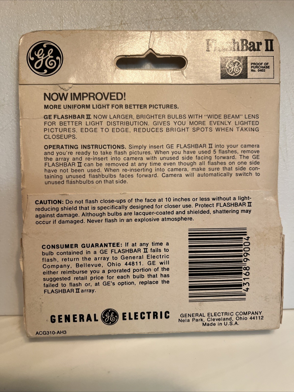 GE Flash Bar II for Polaroid SX-70 Camera 10 Flashes New Factory Sealed NOS
