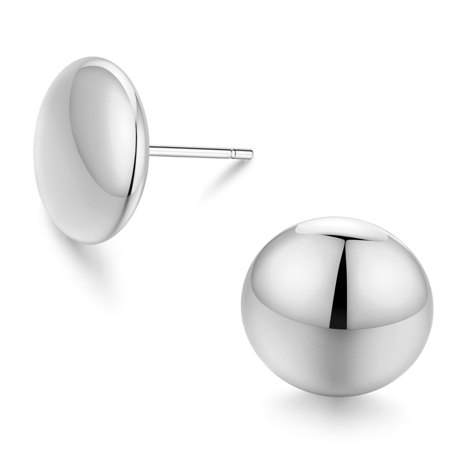 Silver Dot Earrings - 12 MM Flat Round Minimalist Stud Earrings