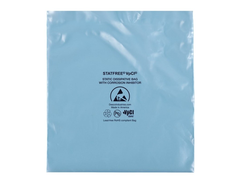 Desco 14171 - Dissipative Bags, Statfree, ESD, Blue, 8' x 10', Open Top, 0.003'