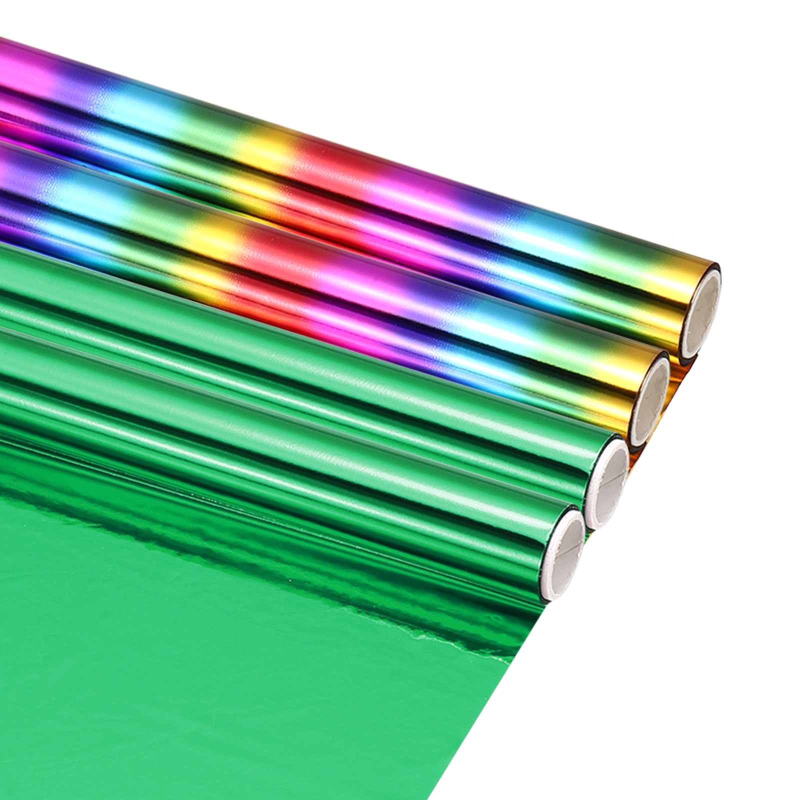 4Pcs Green/Colorful Hot Stamping Heat-Activated Foil Roll, 6" W x 3ft l