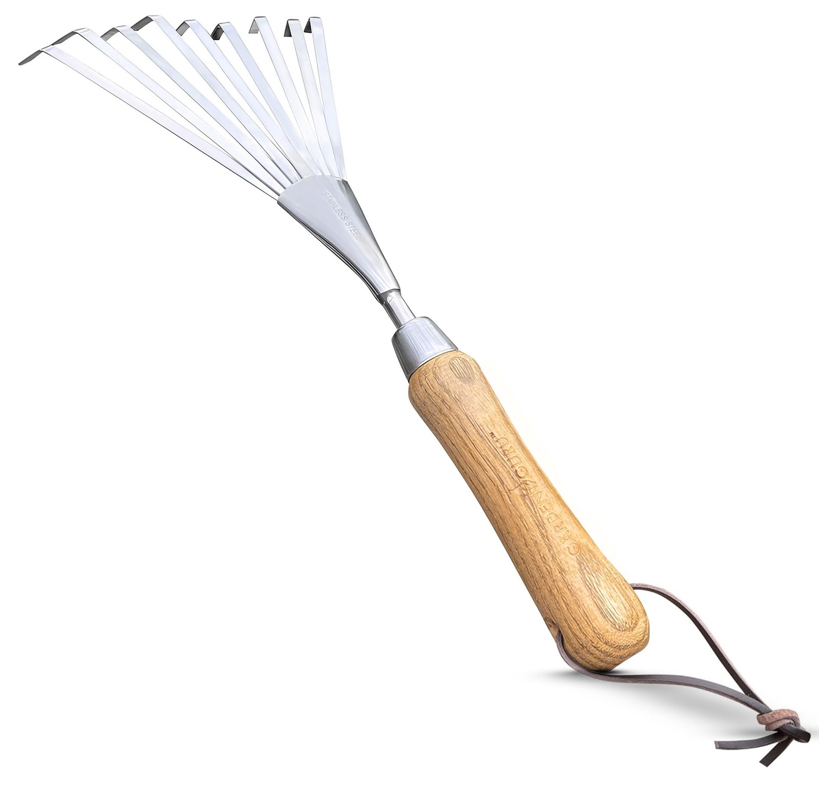 EcoFriendly Hand Rake Soil Tiller  Recycled Steel, Ergonomic Wood Handle
