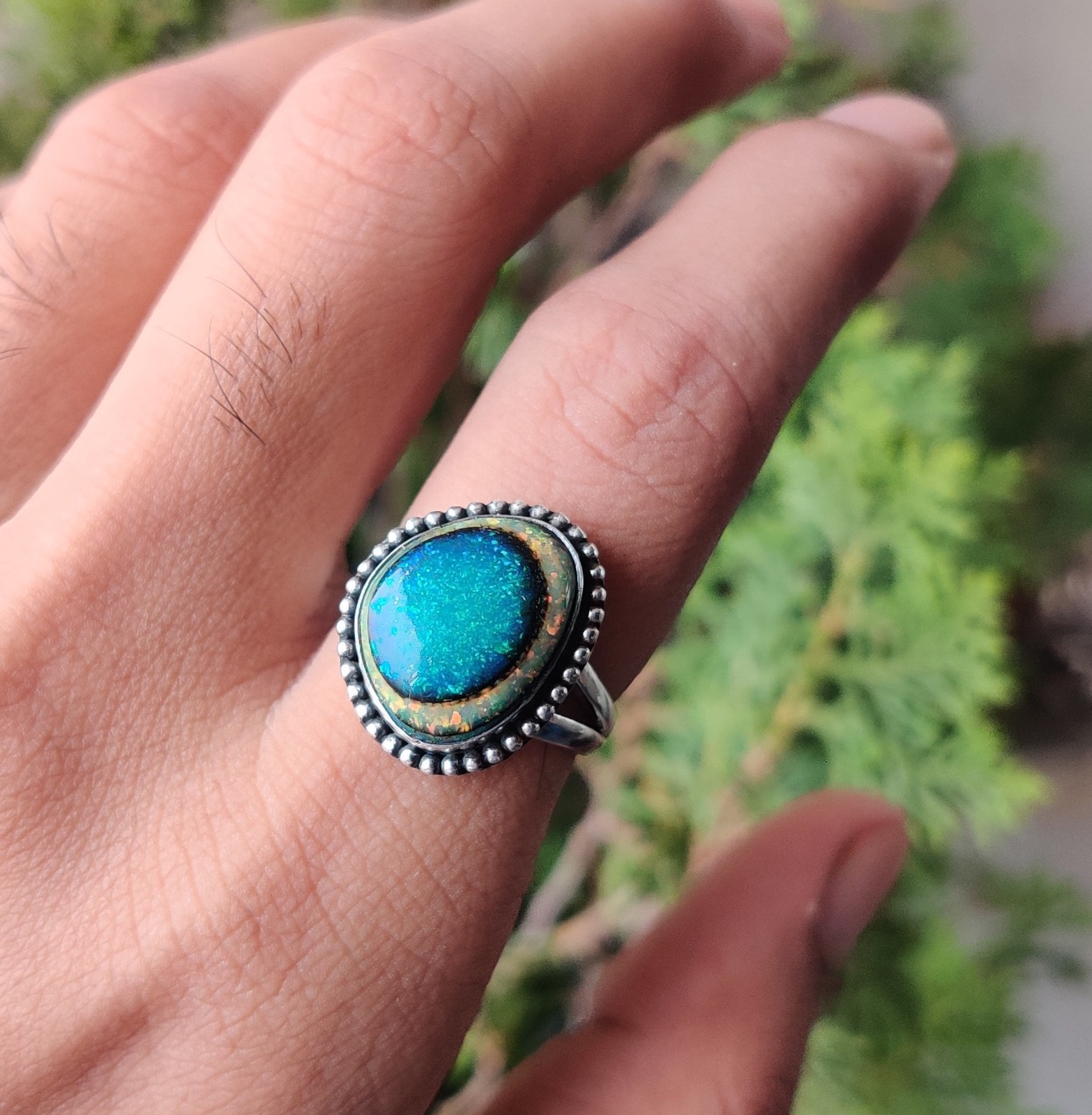Monarch Opal Gemstone Ring 925 Solid Sterling Silver Handmade Beautiful Ring MK*