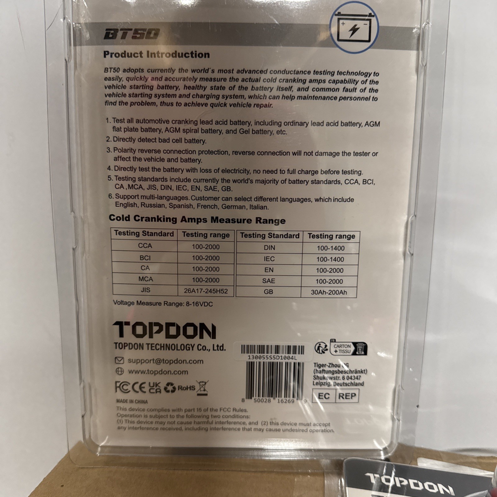 TOPDON BT50 Car Battery Tester