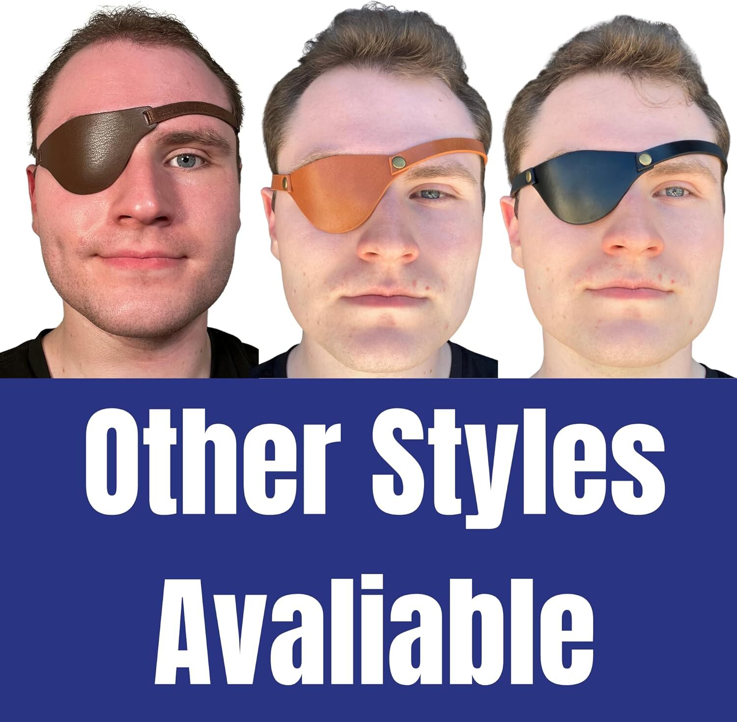 Eye Patches for Adults Right and Left Eyes - Handmade Leather Eye Patch for Adul