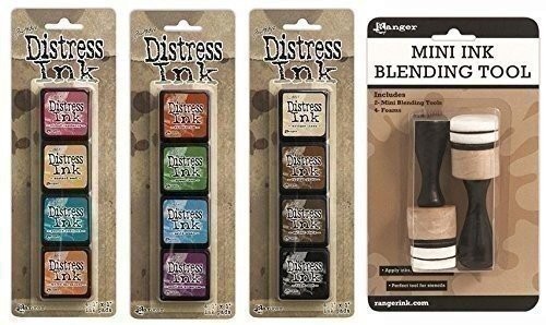 Ranger Tim Holtz Distress Mini Ink Pad Kits 1, 2, 3 and Mini Ink Blending Tool