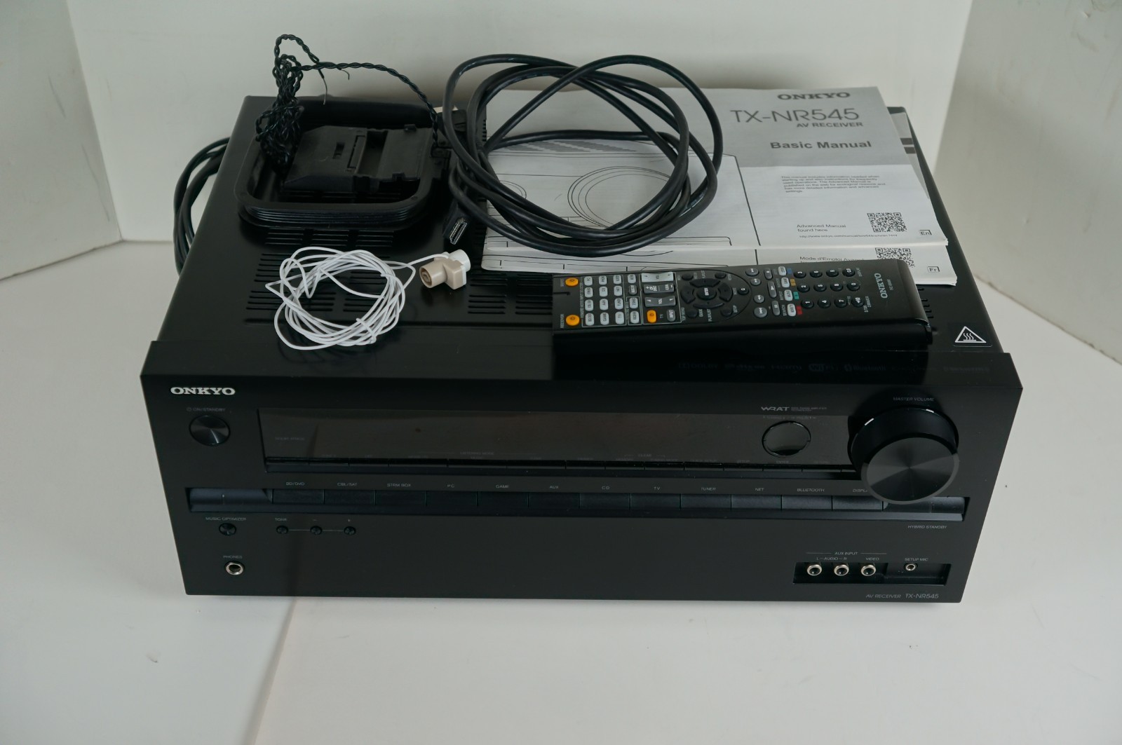 Onkyo TX-NR545 7.2 Channel 160 Watt Receiver With Remote Bundle Tested