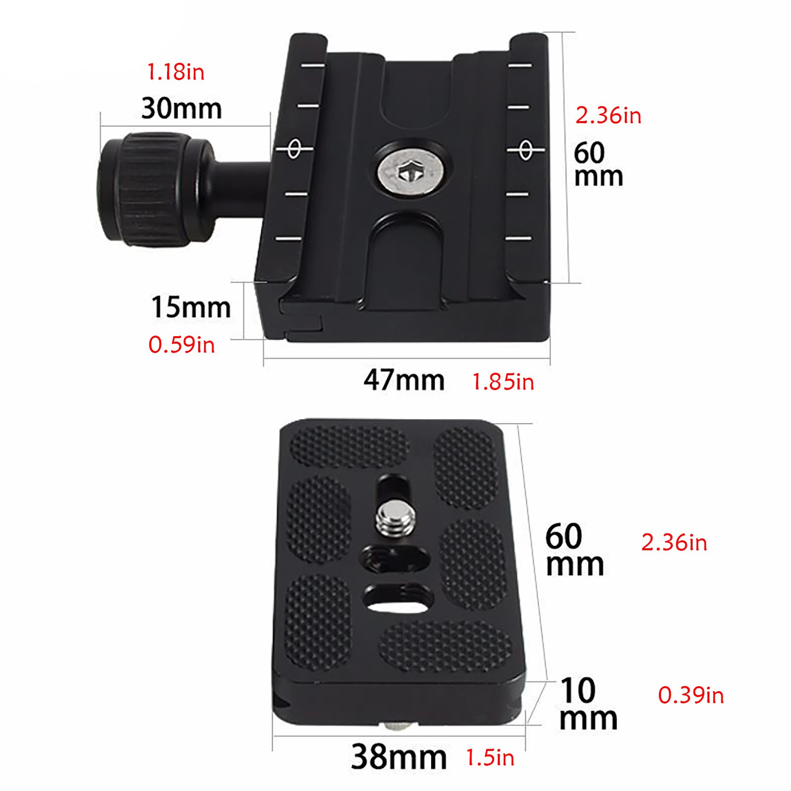 Quick Release Clamp & QR Plate Adapter Head Mount For Arca Swiss Camera Tripod