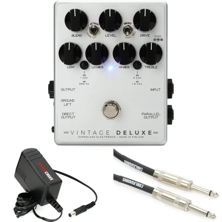 Darkglass Vintage Deluxe V3 Bass Preamp Pedal with Power Supply and Cable