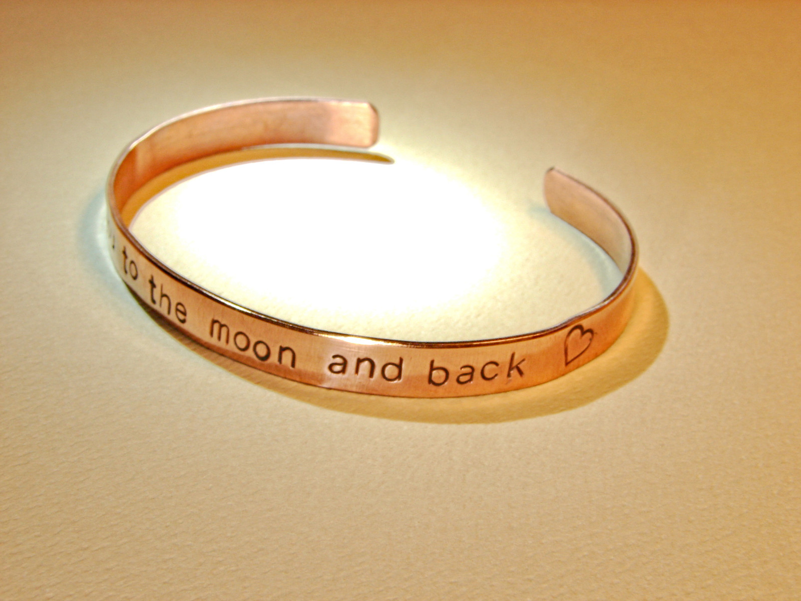 Copper cuff bracelet with to the moon