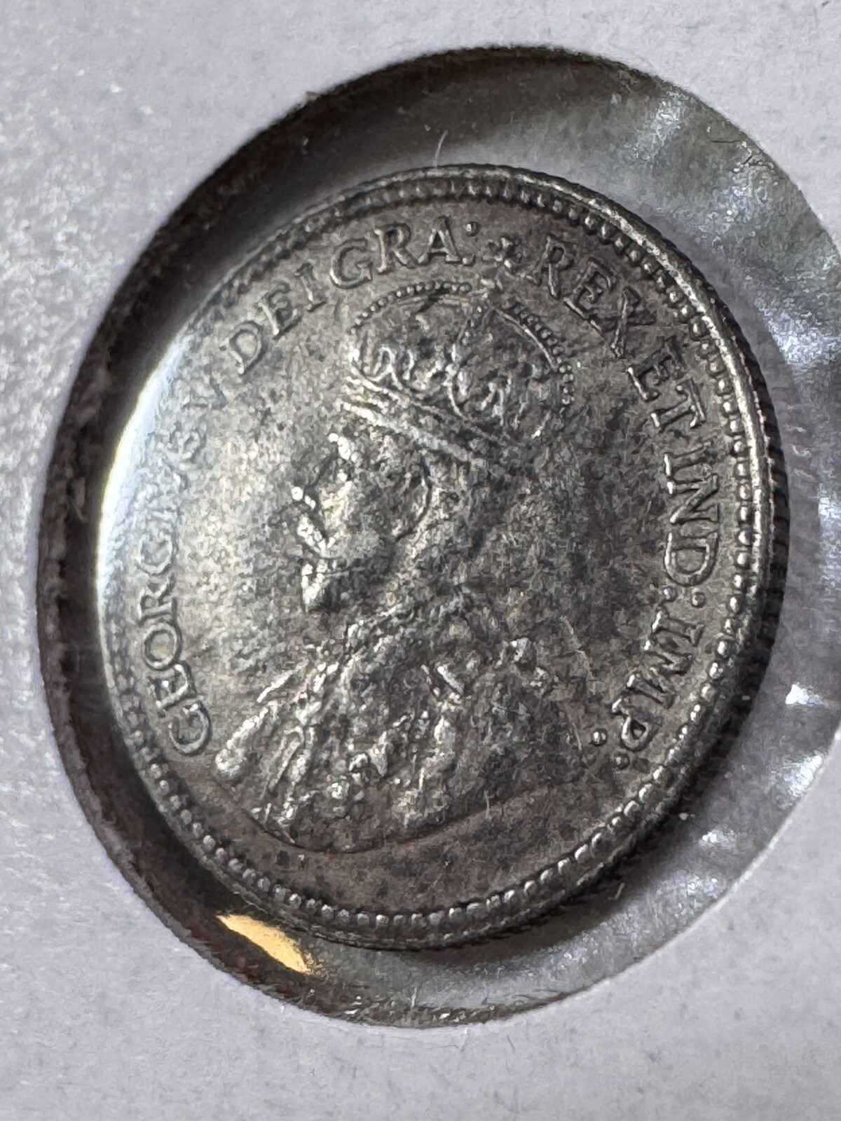 1912 Canada 5 Cents Small Silver Coin Cleaned