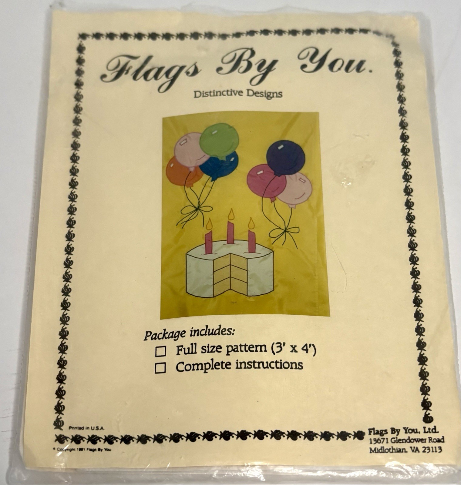 Birthday Cake and Balloons Flag Pattern by Flags by You Distinctive Designs. NEW