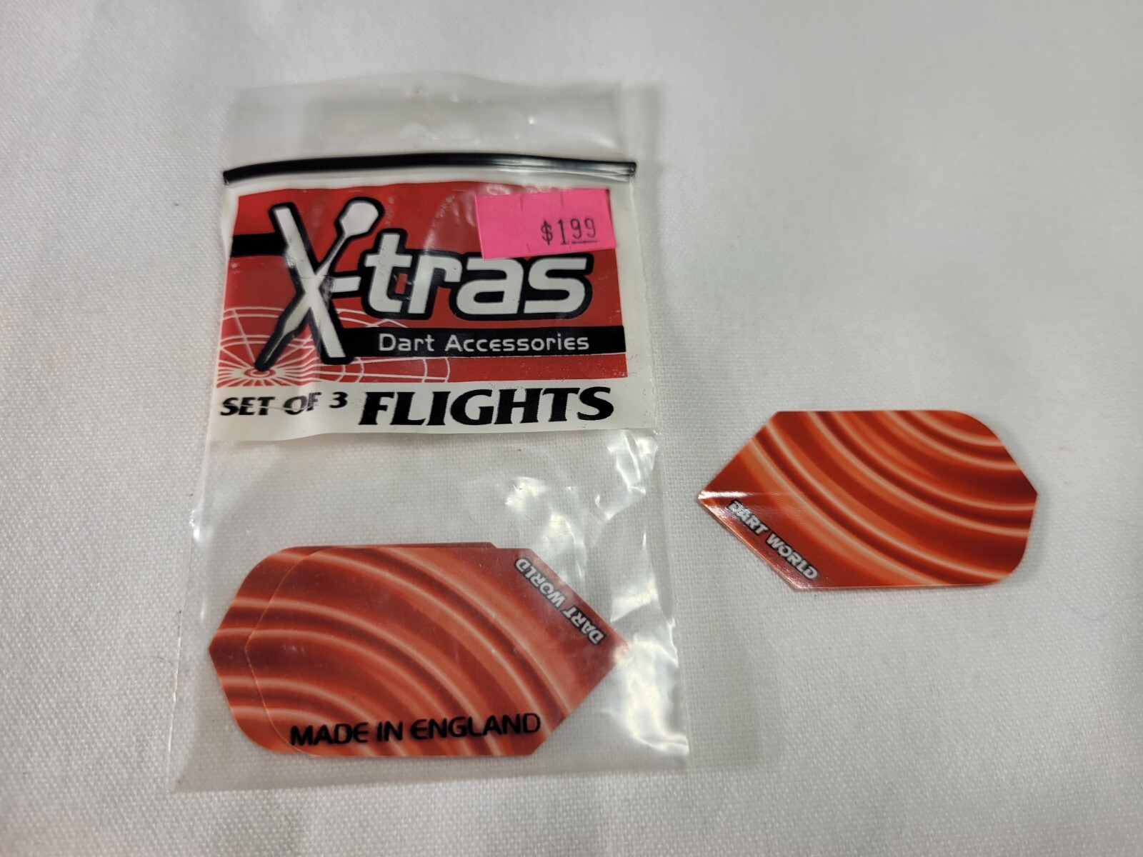 Dart World Red Paint Ripple SLIM Dart Flights 1 set of 3 NEW OLD STOCK