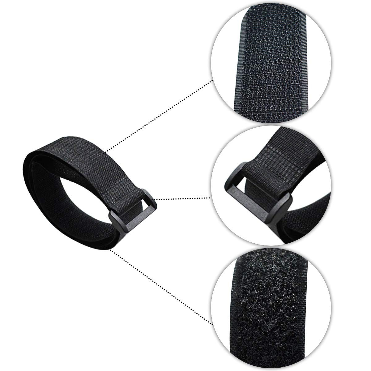 20 Pack Reusable Cinch Straps Fastening Cable Nylon Hook and Black