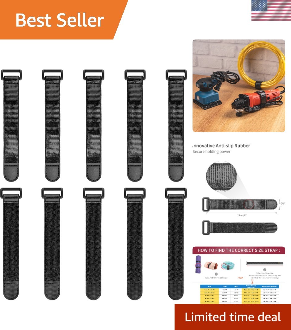 Super Stretch 6’’ x 1’’ Elastic Straps with Anti-Slip, 10 Pack for All Uses
