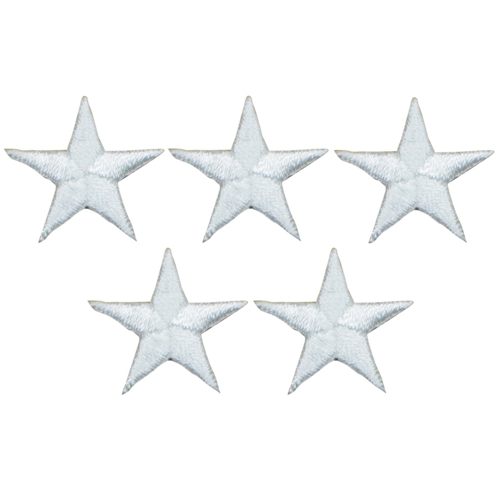 5-Pack White Star Applique Patch - Embroidered Badge 7/8" (Iron On)