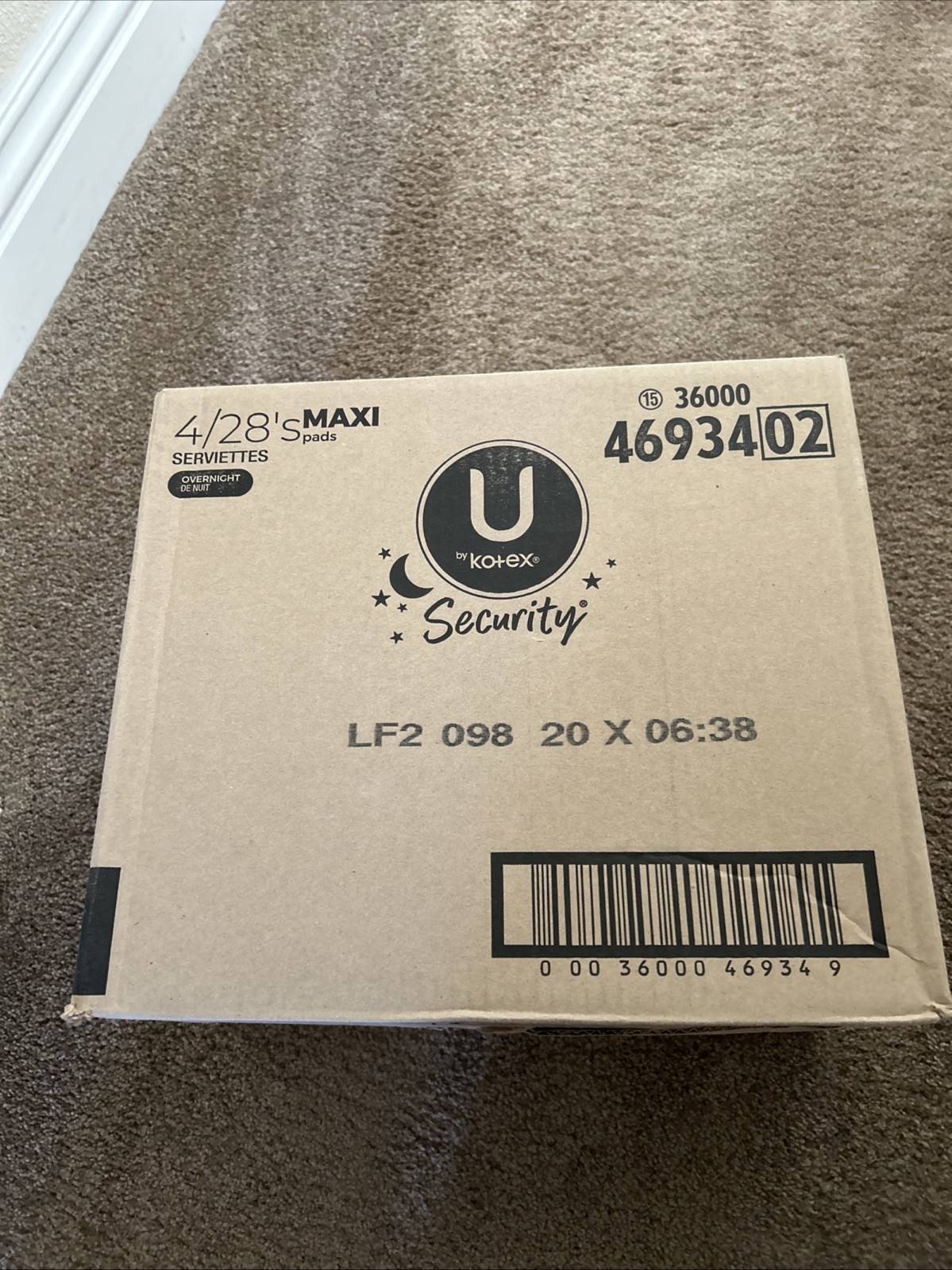 U by Kotex Clean & Secure Overnight Maxi Pads, 112 Count (4 Packs of 28)