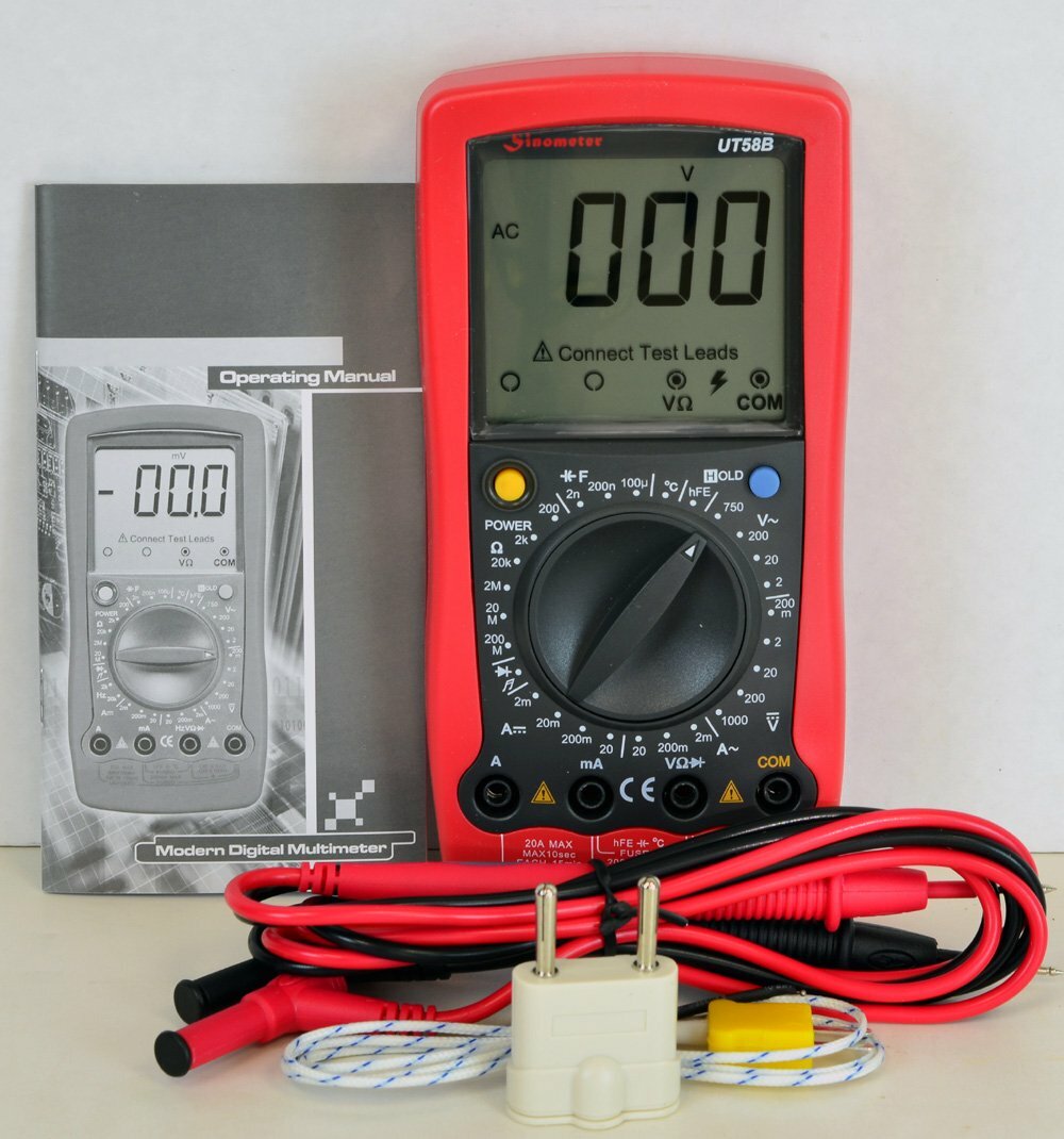 Sinometer UT58B Digital AC DC Multimeter Voltage Current Temp Ohm