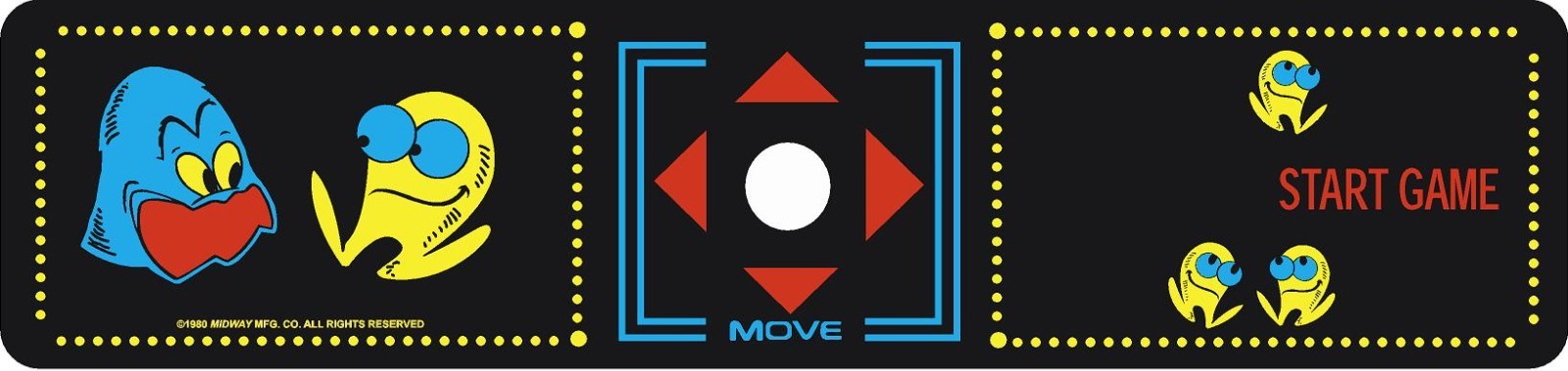 Pac Man Arcade Cabinet CPO Control Panel Overlay Decal