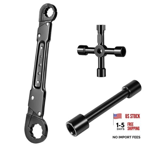 Plumbing Tools, Angle Stop Wrench Angle-On Wrench kit,3-piece Wrench Set Black
