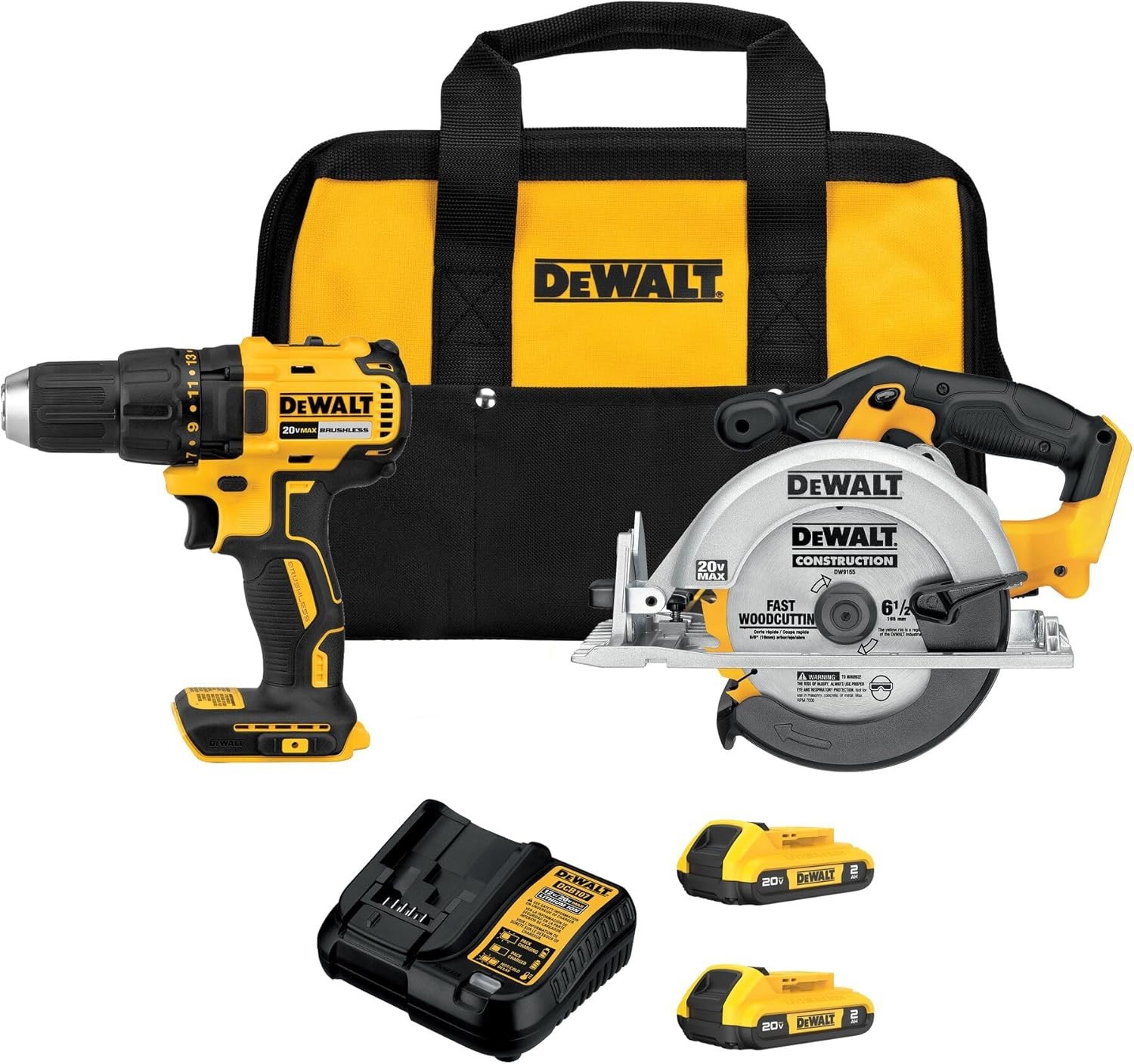 DEWALT DCK252D2 20V MAX Brushless Drill & Circular Saw Kit 2x2Ah