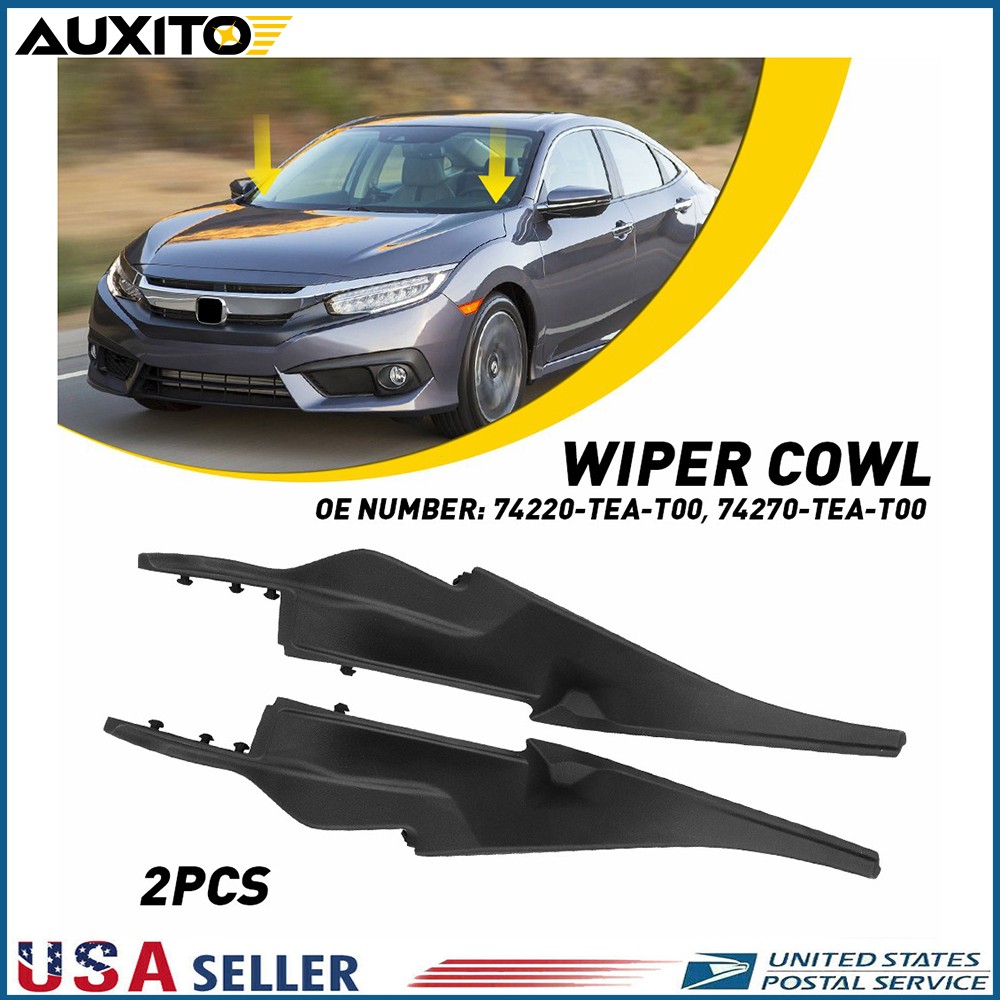 For Honda Civic 2016-2020 Complete 2PCS Front Windshield Wiper Cowl Cover Trim