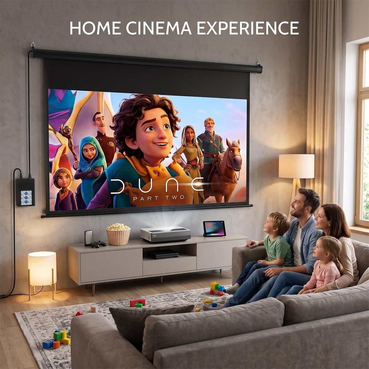 Motorized Projector Screen with Remote Control, 100 inch 16:9 HD Diagonal
