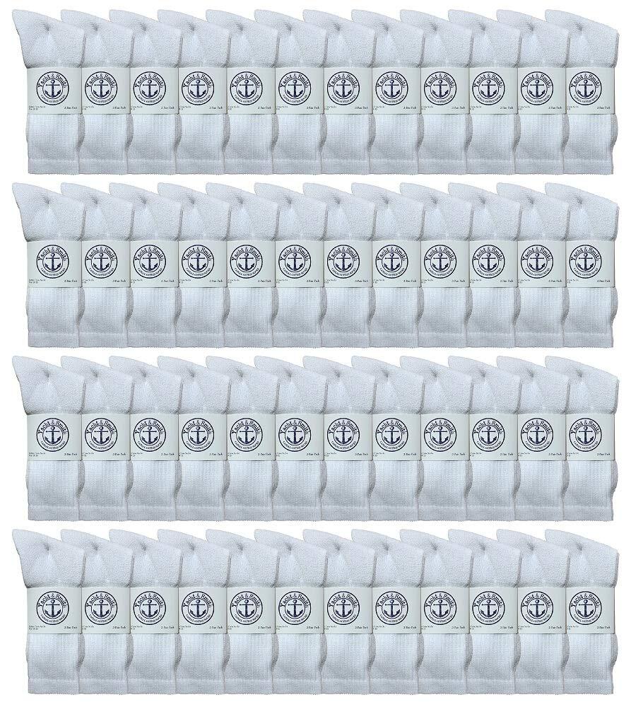 48 PK Mens Wholesale Bulk Cotton Socks, Athletic Sport Socks Shoe 8-12 (White)